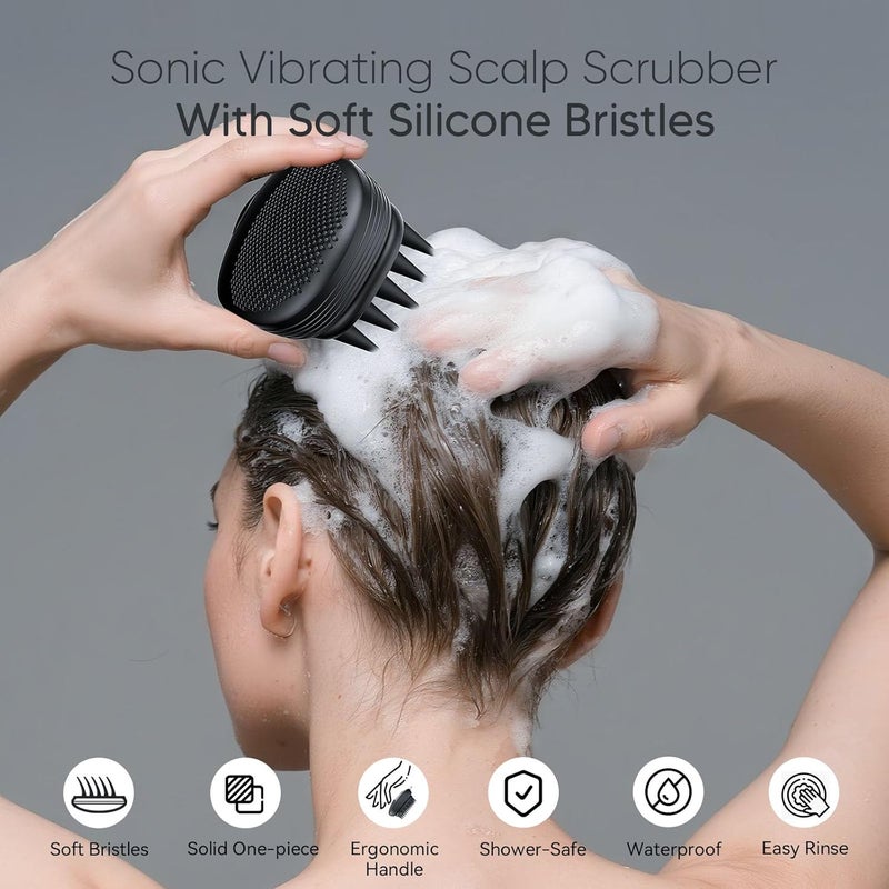 EKZ Sonic Vibrating Scalp Massager Shampoo Brush: Electric Silicone Hair Scrubber for Deep Scalp Clean, Dandruff Removal, Exfoliation, Stress Relief & Hair Growth –Suitable for Women, Men, Kids & Pets - Image 2